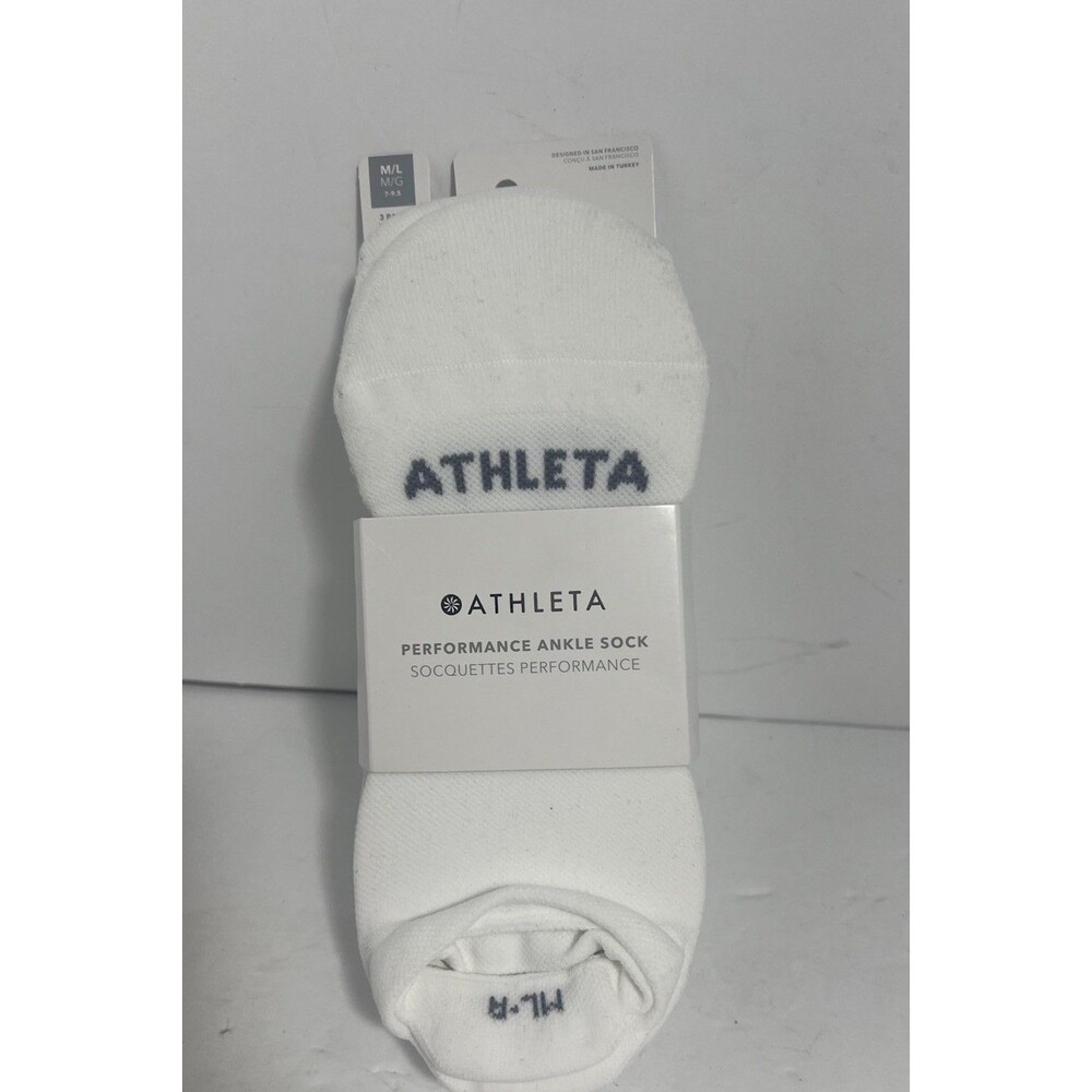 Athleta Men's Performance 3 Pack Ankle Socks ML-R Size: M/L White